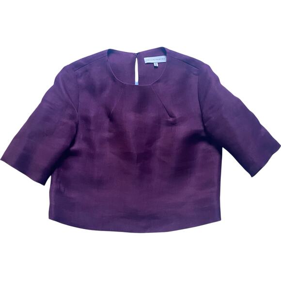 Nellie Partow Silk Tafetta Boxy Top Mulberry Purple Sz Small High End Minimalism - Picture 9 of 9